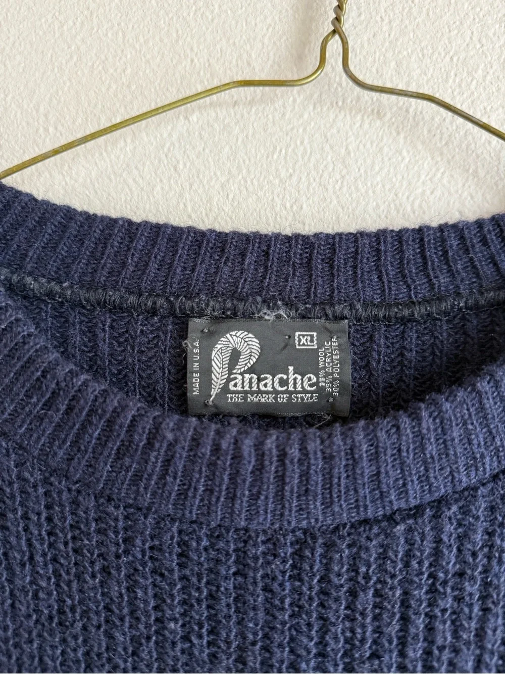 Navy Rib Knit Sweater - Classic Crewneck